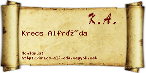 Krecs Alfréda névjegykártya